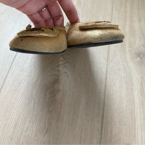 Tory Burch Gold Reva Suede Ballet Flats - Picture 5 of 9